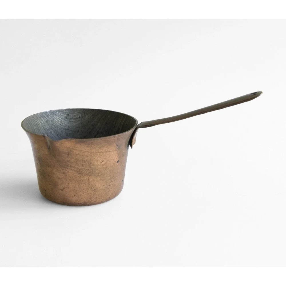 Vintage Miniature Copper Pot Dipper Melting Warmer Tin Lined Small